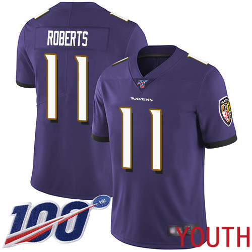 Baltimore Ravens Limited Purple Youth Seth Roberts Home Jersey NFL Football #11 100th Season Vapor Untouchable